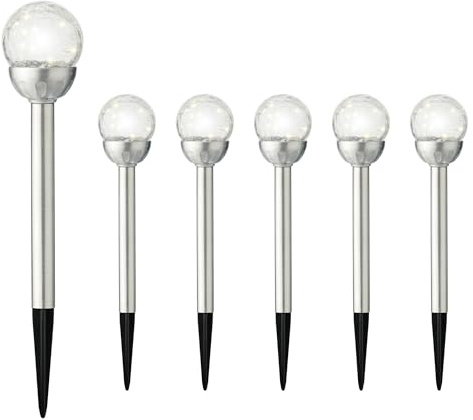 Lumineo LED Solarleuchte 30cm 6er Set für außen Garten Balkonkasten Dauerbetrieb 8h warmweiß - Solar Gartenleuchte Gartenstecker Solarstecker Stableuchte Kunststoff - Solarlampen & Gartenbeleuchtung