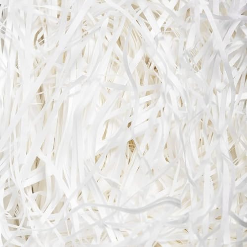 Geschreddertes Seidenpapier, 1 kg, weißes geschreddertes Papier für Geschenkboxen und Geschenkkörbe, ideale Füllung, geeignet für alle Anlässe