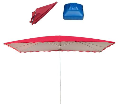 Parasol Extérieur Quadrate, Parasol De Cour De Marché De Table Extérieure, Parasol En Porte-à-faux De Grand Patio, Bouton Poussoir Facile, For Cour De Jardin De Patio(Base red,2.5X2M/8.2X6.5FT)