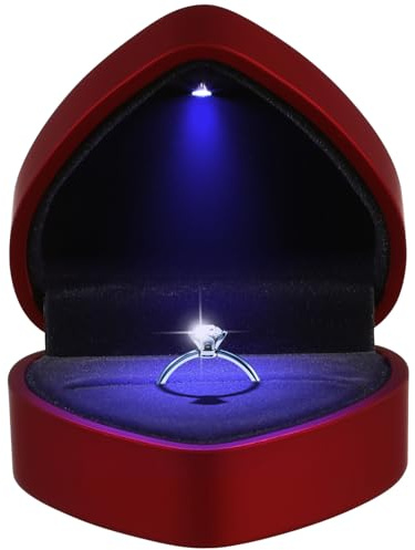 BESTYASH Herzförmige Ringbox Mit Led-Licht Schmuckvitrine Für Hochzeit Verlobung Antrag