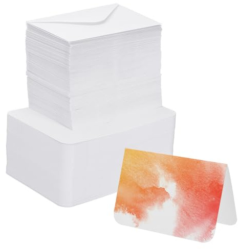 PATIKIL 30 Sets Aquarellpapier Reine Baumwolle 140lb/300 g/m² Aquarellpapier Postkarten Blanko mit Abgerundeten Ecken und Umschlägen für Kunstmalerei Kreative Dankesnotizen, 152x202 mm