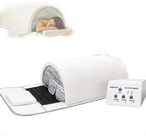 Personal Infrared Sauna Dome for Home Spa,360 Degree Coverage Lying Sauna,Portable Full Body Dry Sauna with Pillows and Mat,Heated Detox,Circulation,and Therapeutic Stones,White
