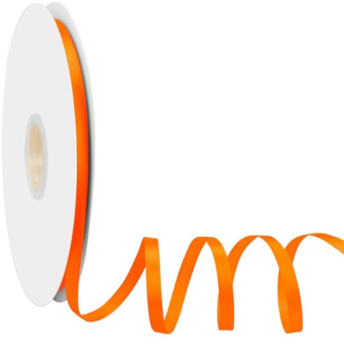 Satinband Schleifenband Orange, Dooozy 6mm 91m Geschenkband Dekoband, Stoffband für Verpacken Geschenken Weihnachten Hochzeit Dekorieren