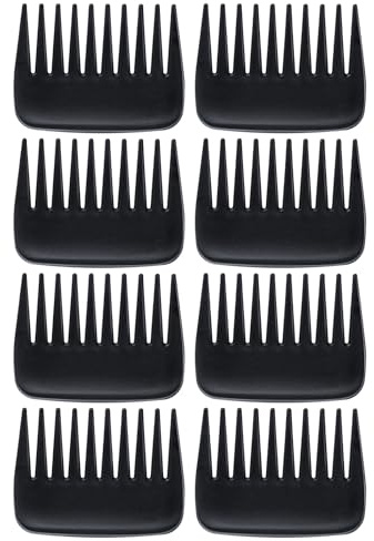 8 Stück Schwarz Grob Breiter Zahnkamm Lockenkamm Tragbarer Styling Kamm Lockenkamm Frauen Kein Griff Entwirrungskamm Duschkamm für Damen Herren Langes Kurzes Lockiges