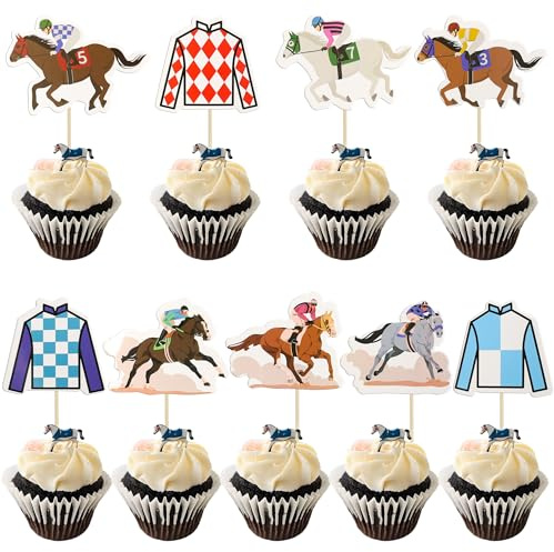 Ephlyn Cupcake-Topper mit Pferde-Motiv, für Kleidung, Kuchendekorationen, Rennpferd, Cupcake-Topper, Lauf, für die Rose, Zahnstocher, Dekoration, Pferd, Partyzubehör, 36 Stück