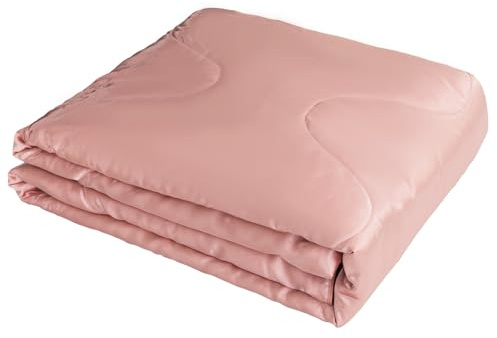 Odot Bettdecke Ohne Bezug Nutzbar 155x220 135x200 220x240, Einfarbig Satin Bettdecke Ohne Bezug Sommer Weich Leicht Sommerbettdecke Steppdecke Tagesdecke (Rosa,155x220cm)