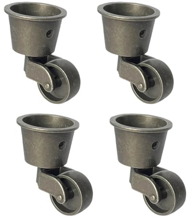 4 Stück Antik Polierte Universalrollen, 32mm Zinklegierung Möbelrollen | Runde Becherrollen, Solide, 360° Drehbar, mit Schrauben, für Schreibtisch, Stuhl, Schrank, Tragkraft 150kg