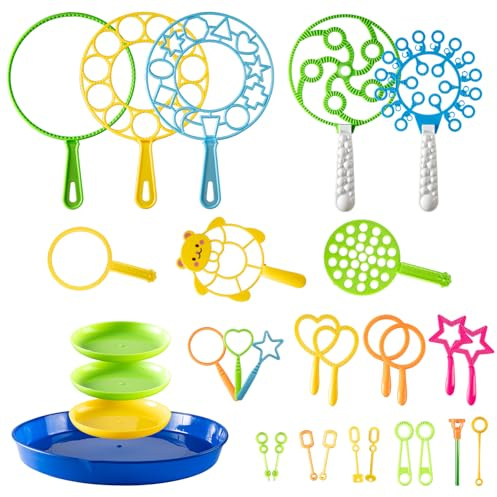 Bubble Wands Set for Kids, Giant Bubble Wand Set, Bubbles Making Wand Toy for Kids Summer Outdoor Playtime Party Game (31pcs)