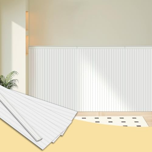 Trimold Premade Board-and-Batten Wandverkleidung Kit - Vormontierte Abdeckung 3m x 1m, lackierbare Paneele, Moulding und Trim-Spalten für Akzentwand