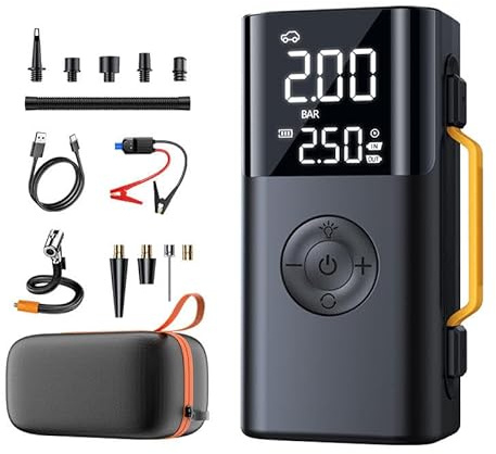 Zanbeel Multifunction Car Jump Starter with Air Compressor, Power Bank 8000mAh, Digital Display, Emergency Booster & LED Light 5 in 1 (6000mah)