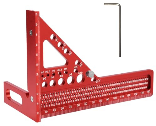 IGXX 3D Multi Angle Measuring Ruler Aluminum Alloy Carpenter Square (165mm) with Protractor, Wrench & Dowel Pin - Metric Woodworking Tool for Builders, Engineers, Framing & Construction