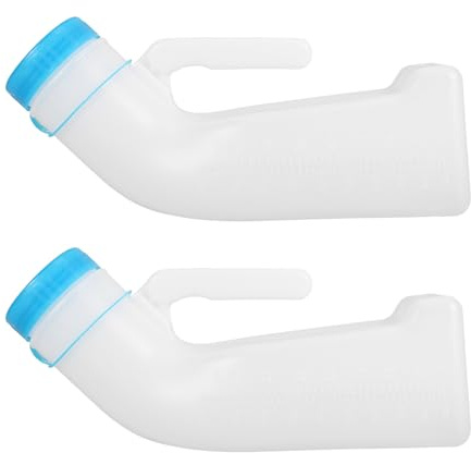 Leuchtende Urinalflasche für Männer 1000ml, 2 Stück-pack Pe | Krankenhaus und Outdoor, mit Deckel, Auslaufsicher, Leicht zu Reinigen, Weiß, für Erwachsene