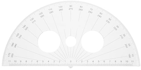 Amosfun Rapporteur Demi-cercle en Plastique 180 Degrés, Règle Multifonction Portable pour Dessin Technique, Outil de Mesure D’angle Précis, Papeterie Scolaire et Bureau, Léger et Compact