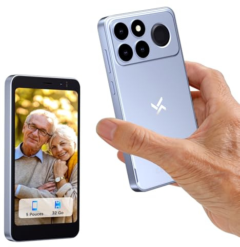 Huidun Telephone Portable Pas Cher 4G, Haut-Parleur Fort, Écran 5 HD+ 60Hz | 12Go RAM (3+9) + 32Go ROM (TF 512Go), Mini Smartphone Android Daul SIM, Face ID/GPS/OTG,Idéal Cadeau Seniors/Enfants