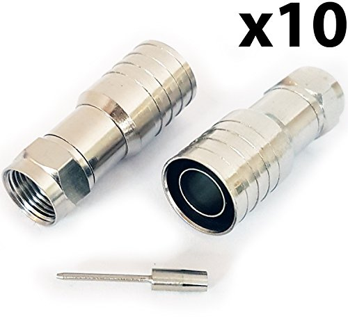 Loops 10x PRO Outdoor CT165 / WF165 F-Type Male Hex Crimp Connector Plug - Thick Coax Cable