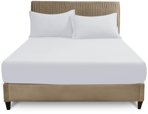 GC GAVENO CAVAILIA Single Fitted Sheet 25cm Deep | White Polycotton Bed Sheet | Soft & Breathable Easy Care Bedding with Elastic Corners | Single Mattress Bottom Sheet - (90 x 190 cm)
