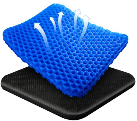 flintronic Orthopaedic Gel Seat Cushion, Honeycomb Design Double Thick Gel Cushion, Gel Orthopaedic Ergonomic Cushions, Honeycomb Coccyx Cushion with Cloth Cover, for Office Car & Chair