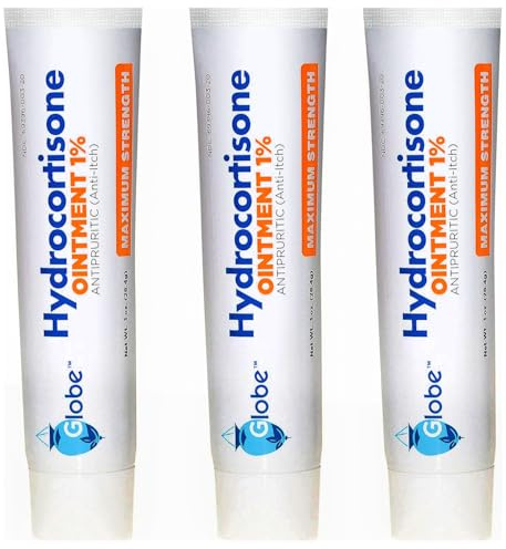 (3 Pack) Globe Hydrocortisone Maximum Strength Transparent Ointment 1%,1 oz, Anti-Itch Topical Ointment for Redness, Swelling, Itching, Rash, Bug/Mosquito Bites, Eczema, Hemorrhoids & More