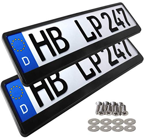 L & P Car Design L&P A162 2 x Kennzeichenhalter in schwarz Nummernschild Kennzeichenhalterung