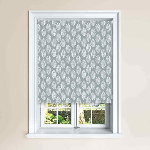 Lister Cartwright Fern Leaf Print Blackout Roller Windows Blinds Easy Fit Child Safety Cut To Size Fixing Included Made to Measure (Twilight,180 x 140 cm)