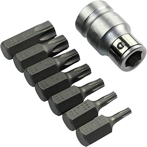 AERZETIX - C45874 - Lot/Jeu/Kit de 8 Pièces/Embouts de Vissage 1/2'' Étoile - Longueur 30mm - Adaptateur Douille Porte-Embout pour Clé à Cliquet - T20, T25, T30, T40, T45, T50, T55 - /Cr-V/S2