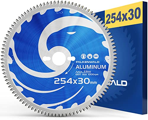 FALKENWALD ® Sägeblatt 254x30 mm ideal für Aluminium - 254x30 Kreissägeblatt kompatibel mit Bosch GTS 10 XC Sägeblatt und Bosch PTS10 Sägeblat Aluminium - Kreissägeblatt 254 x 30