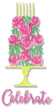 Sizzix Thinlits Set 4PK Celebrate Cake by Jen Long | 664243 | Metal Cutting Die for Cardmaking, Scrapbooking, Papercraft and More, Grey, One Size