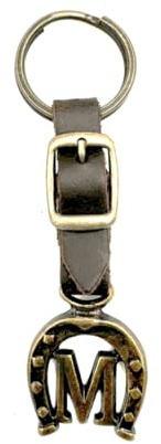 JA Horse Schlüsselanhänger Leder Kupfer Hufeisen Pferd Reiter Brief A-Z Made in Europe