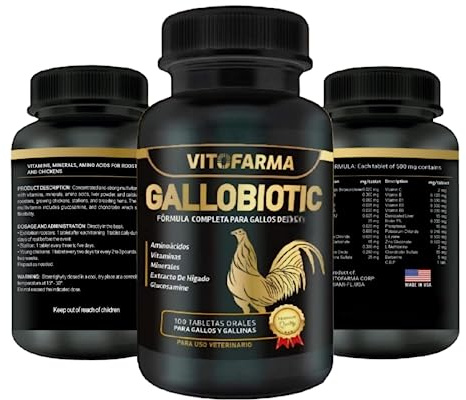 VITOFARMA Gallobiotic Natural Multivitamin for Rooster, Hens - 100 Tablets | Vitamina Completas para Gallos