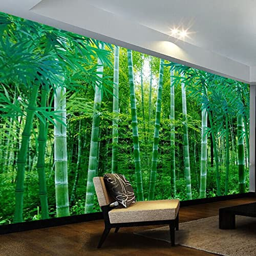 Papier Peint 3D, Personnalisé Toute Taille Papier Peint Mural 3D Vert Forêt De Bambou Peinture Murale Salon TV Canapé Chambre Étude Paysage Papiers Peints 3 D