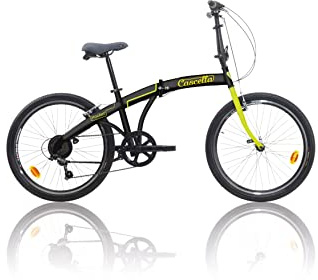 CASCELLA BICI BICICLETTA POCKET PIEGHEVOLE 20' SHIMANO 6V NERO GIALLO