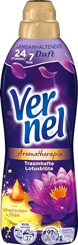 Vernel Aromatherapie Traumhafte Lotusblüte Weichspüler (32 Waschladungen), langanhaltender Wäscheduft mit ätherischen Ölen für 24/7 Frische, recycelbare Flasche