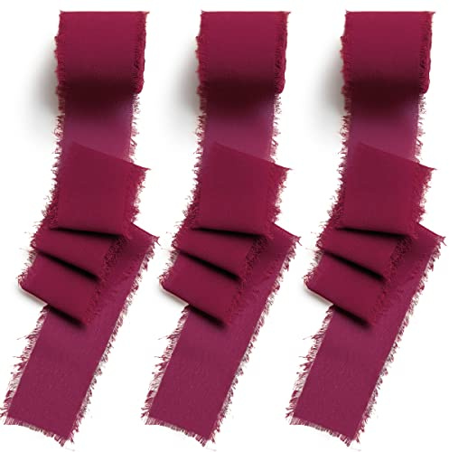 CHUQING Geschenkband Hochzeit Chiffonband Schleifenband Stoffband Dunkelrot