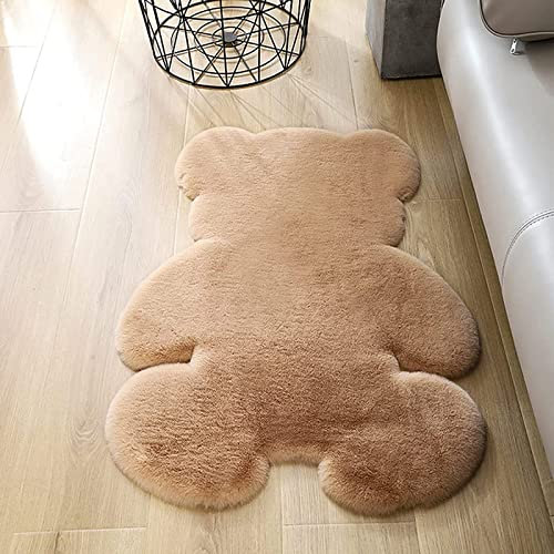TENNOLA Bärenteppiche, große Größe, Bärenform, Teppich, Teddybär, Teppiche für Schlafzimmer, niedlich, weich, flauschig, Kunstkaninchenfell, flauschiger Shaggy-Teppich für Kinder, Sofa, Wohnzimmer