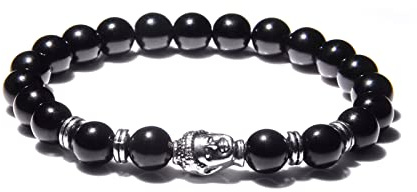 8 mm kungligt blå tigeröga armband män silverfärg Buddha huvud berlock armband kvinnor amulett Vinatge gul sten pärlor pulsera, onyx 2,23 cm