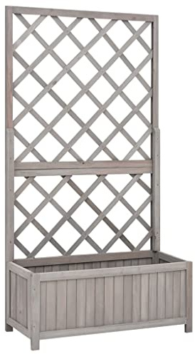 vidaXL - Hem & Trädgård>Trädgårdsskötsel>Krukor och planterare - alla produkter (över 0 värde) - Trädgårdsspaljé planterare grå 70 x 30 x 135 cm massiv ved