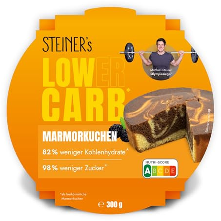 STEINER´s Low Carb Marmorkuchen | 82% weniger Kohlenhydrate | 98% weniger Zucker | glutenfrei | ballaststoffreich | ohne Konservierungsstoffe | lange haltbar (Marmorkuchen, 300g)