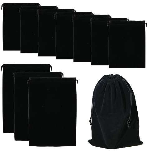 Saihisday 10Packed Silver Storage Bags, Anti-Tarnish Jewelry Storage Bags, Fabric Cloth Bags for Silver Jewelry Silverware Protection(Black)