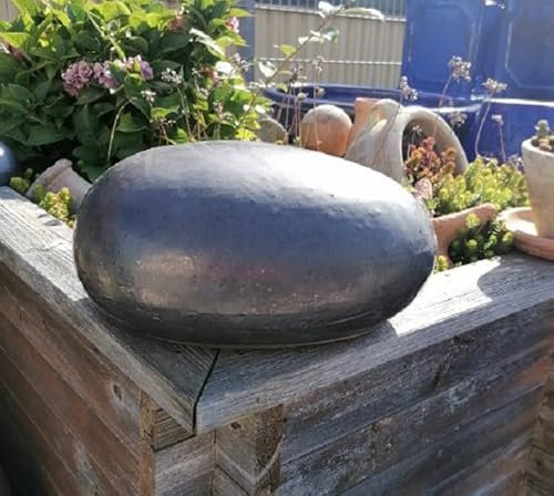 Generisch NEU !! Graues Ei - Stein - Kugel aus frostfesten Steinzeug ca. 32 cm Deko Garten Figur Landhaus Herbst Erntedankfest