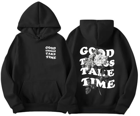 Yegirlzs Felpa Uomo con Cappuccio Abbigliamento Felpe Manica Lunga Vintage Stampa di Lettere Hoodie Sweatshirt Sportivi Felpe Tops Autunno Inverno Moda A Nero S