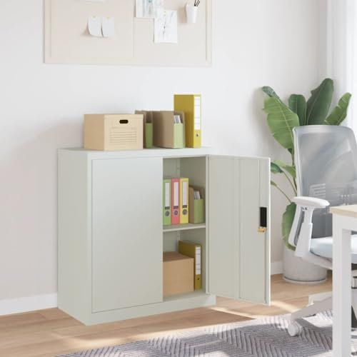 LAPOOH Aktenschrank Hellgrau 79x40x90 cm Stahl, Metallschrank, Werkstattschrank, Werkzeugschrank, Büroschrank, Lagerschrank, Garagenschrank, Stahlschrank