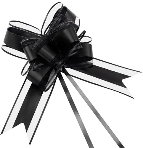 AWCIGG® 100 Stück Schleifen Große Schwarz Dekoschleife Hochzeitsschleife Ziehschleife mit Geschenkband für Hochzeit, Auto, Geburtstag, Geschenktüten, Geschenkkörbe