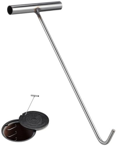 AOKWAWALIY Manhole Cover Hook Stainless Steel T Shape Lift Hook 15.16 in Pull for Opening Manhole Covers Doors and Rolling Shutters Heavy-Duty Practical Tool for Home and Industrial Use