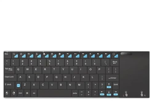 sb components SB Tastiera wireless ultra sottile da 2,4 GHz Touchpad Mouse 80 tasti Tastiera US QWERTZ in acciaio inossidabile Batteria ricaricabile integrata agli ioni di litio per Smart TV, Raspberr