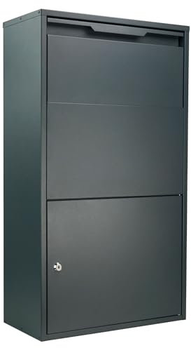 MOCAVI Paketbox 55 - Geräumiger Paketkasten für Zuhause | Paketannahmebox Anthrazit | Sichere Paketannahme mit Schloss | Paketfach für Große Pakete | Wetterfeste Paketstation RAL 7016 | rostfrei