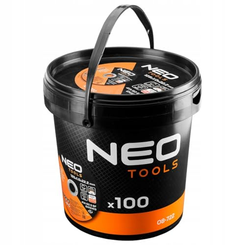 NEO TOOLS Trennscheiben Ø 125 x 1 x 22,23 mm 100 Stück | INOX und Stahl - Metall Stahl Edelstahl - Flexscheibe für Winkelschleifer - Schruppscheibe, max. 12 200 RPM - 80 m/s