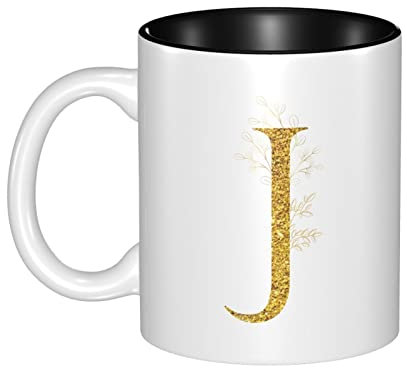 Tazza Di Latte 330Ml Lettere Dorate J Tazze Da Tè Idea Regalo Tazza Colazione Personalizzabile Tazza Da Regalo Per Bambini, Nonna, Regalo Festa