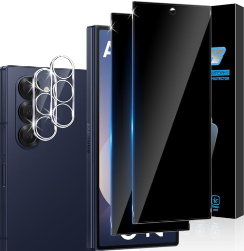 Aerku Verre Trempé Anti-Espion pour Samsung Galaxy Z Fold 6 avec Caméra Arrière Protecteur [2+2 Pièces], Dureté 9H Privacy Film Protection écran de Confidentialité