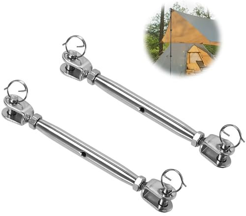 2 Pezzi M6 Tenditore a Corpo Chiuso in Acciaio INOX 304, Tenditore a Mascella e Mandibola, Tenditore a Forcella Corpo Chiuso, Tenditore a Doppia Forcella Chiusa, per Barche a Vela, Tendalini Capottina