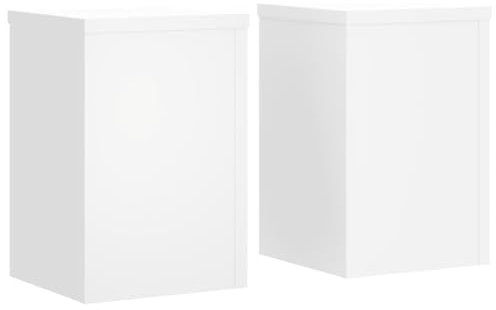 vidaXL Pflanzenständer 2 STK., Blumenständer Hohle Konstruktion, Dekosäule Podest für Pflanzen Dekoartikel, Blumenhocker Blumensäule, Weiß Holzwerkstoff